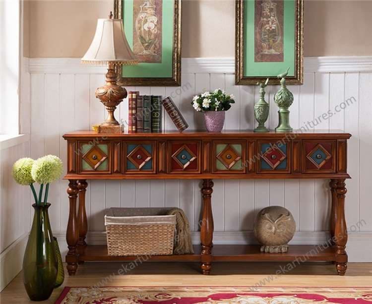 Antique wood console tables with mirror